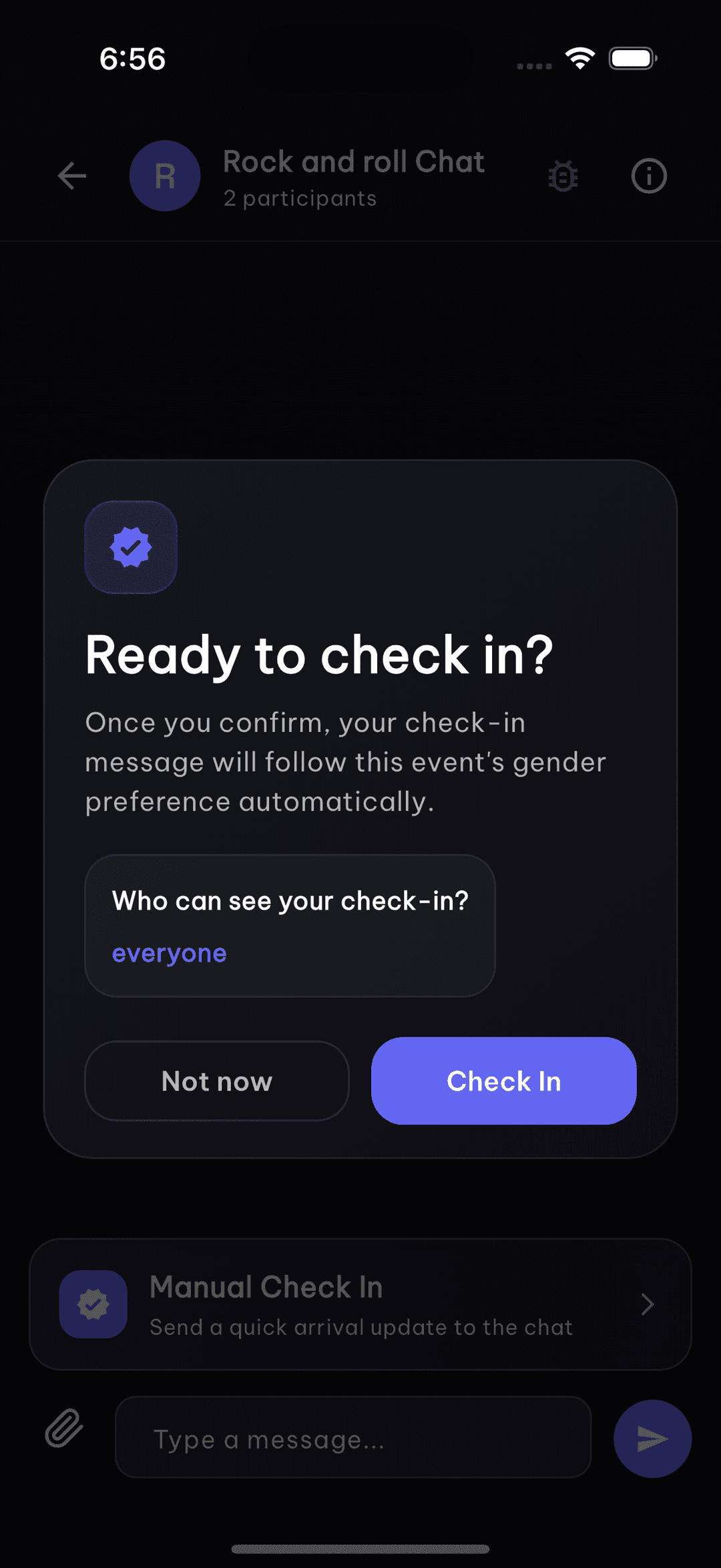 Check in and rate your meetup experience after attending