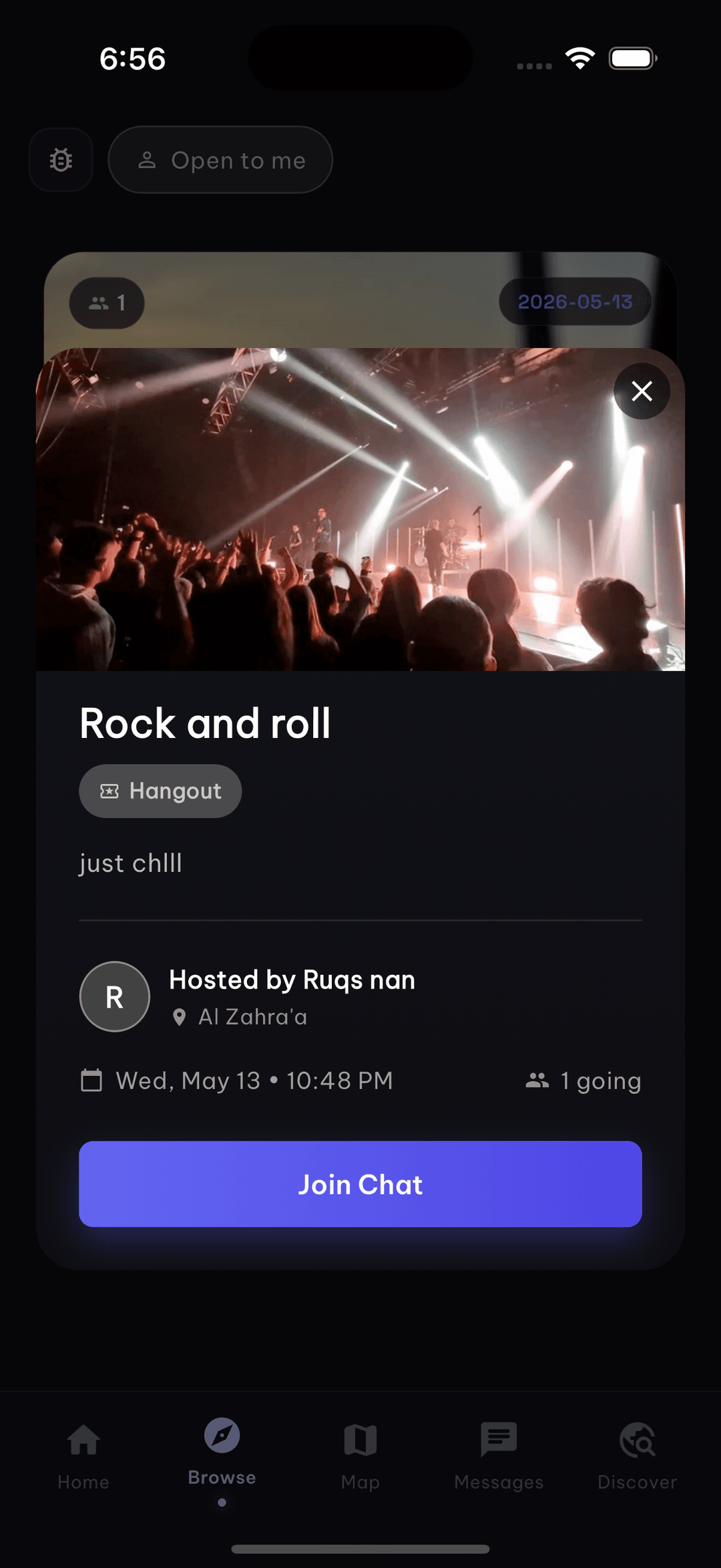 Join a group chat for an activity before committing to attend